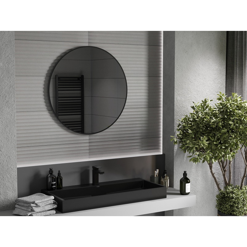 Mexen Loft okrúhle kúpeľňové zrkadlo 85 cm, čierny rám - 9850-085-085-000-70