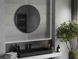 Mexen Loft okrúhle kúpeľňové zrkadlo 85 cm, čierny rám - 9850-085-085-000-70