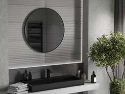 Mexen Loft okrúhle zrkadlo do kúpeľne 85 cm, čierny rám - 9850-085-085-000-70