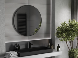 Mexen Loft okrúhle kúpeľňové zrkadlo 90 cm, čierny rám - 9850-090-090-000-70