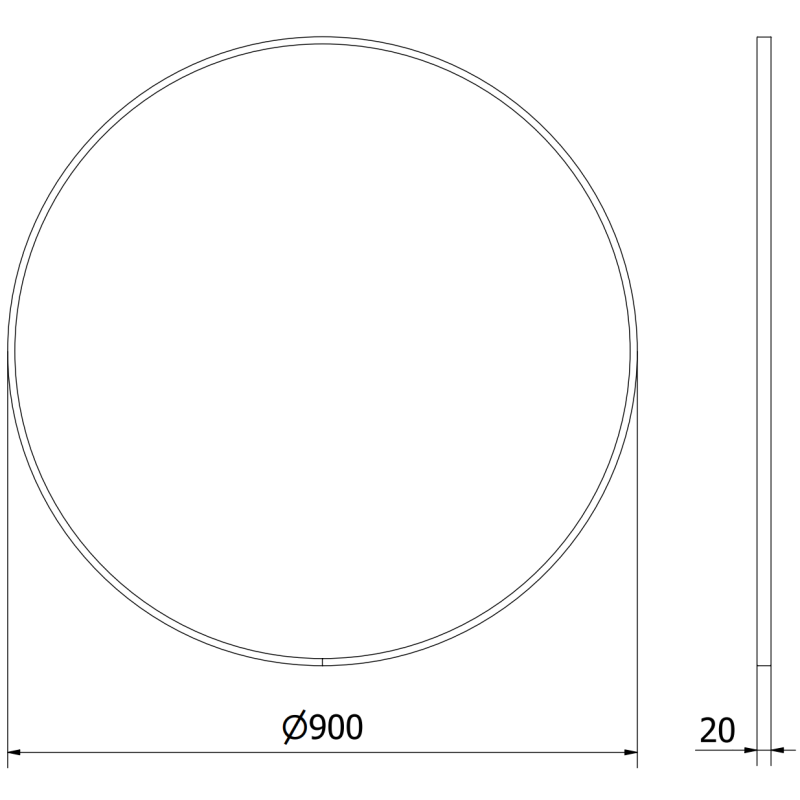 Mexen Loft okrúhle kúpeľňové zrkadlo 90 cm, čierny rám - 9850-090-090-000-70