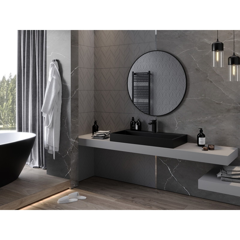 Mexen Loft okrúhle zrkadlo do kúpeľne 95 cm, čierny rám - 9850-095-095-000-70