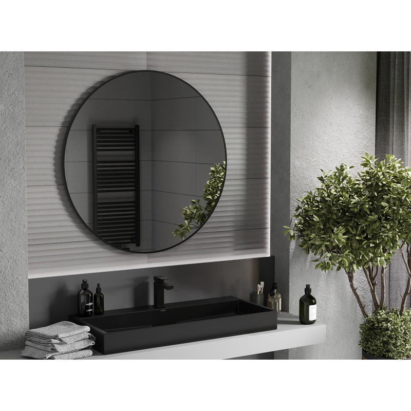 Mexen Loft kúpeľňové okrúhle zrkadlo 100 cm, čierny rám - 9850-100-100-000-70