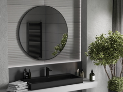 Mexen Loft kúpeľňové okrúhle zrkadlo 100 cm, čierny rám - 9850-100-100-000-70