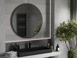Mexen Loft okrúhle kúpeľňové zrkadlo 100 cm, čierny rám - 9850-100-100-000-70