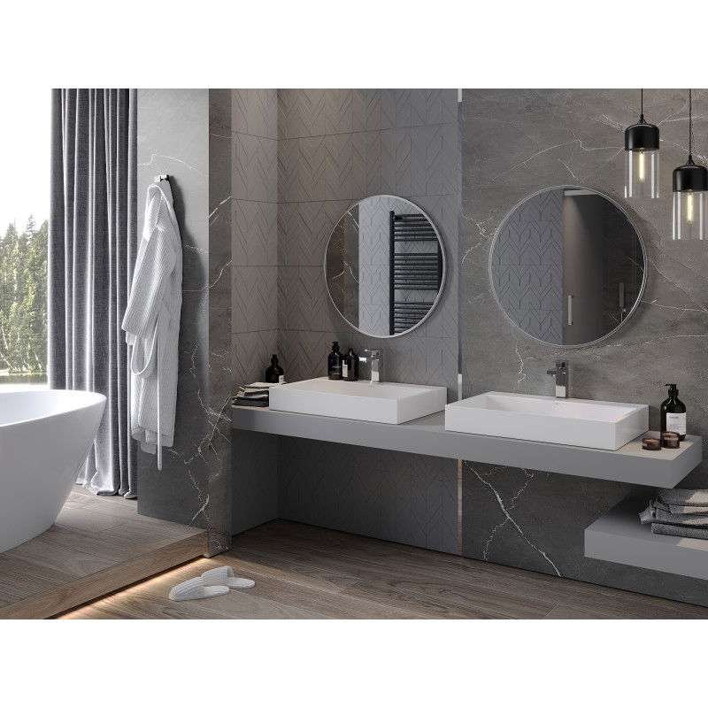 Mexen Loft okrúhle kúpeľňové zrkadlo 70 cm, rám inox - 9850-070-070-000-10