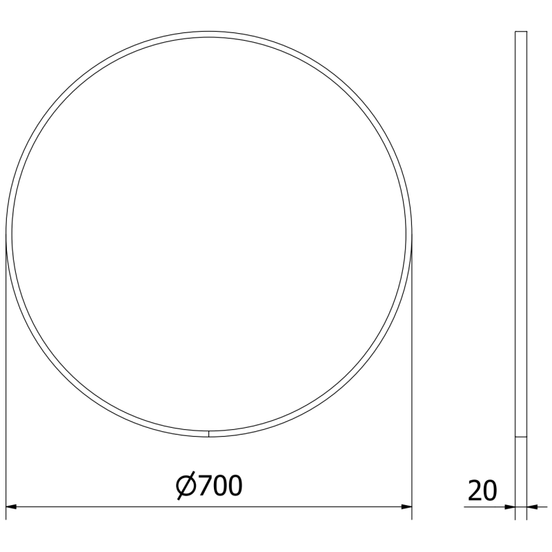 Mexen Loft okrúhle kúpeľňové zrkadlo 70 cm, rám inox - 9850-070-070-000-10