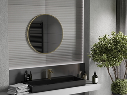 Mexen Loft okrúhle zrkadlo do kúpeľne 75 cm, zlatý rám - 9850-075-075-000-50
