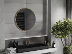 Mexen Loft zrkadlo do kúpeľne okrúhle 70 cm, zlatý rám - 9850-070-070-000-50