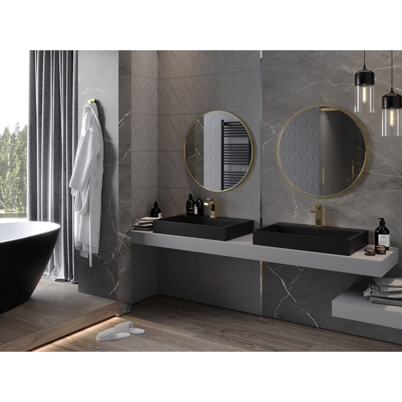 Mexen Loft okrúhle kúpeľňové zrkadlo 70 cm, rám v brúsenom zlate - 9850-070-070-000-50