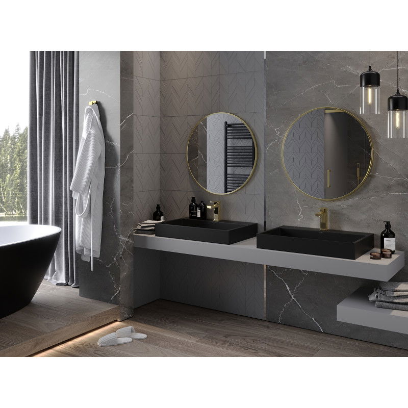 Mexen Loft zrkadlo do kúpeľne okrúhle 70 cm, zlatý rám - 9850-070-070-000-50