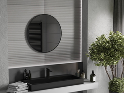 Mexen Loft okrúhle zrkadlo do kúpeľne 70 cm, čierny rám - 9850-070-070-000-70