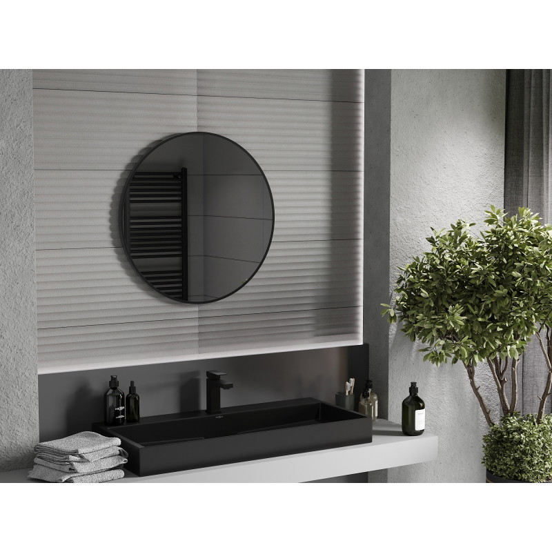 Mexen Loft kúpeľňové zrkadlo okrúhle 75 cm, čierny rám - 9850-075-075-000-70