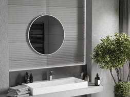 Mexen Loft okrúhle kúpeľňové zrkadlo 70 cm, biely rám - 9850-070-070-000-20