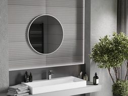 Mexen Loft okrúhle zrkadlo do kúpeľne 70 cm, biely rám - 9850-070-070-000-20