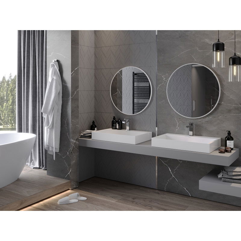 Mexen Loft okrúhle zrkadlo do kúpeľne 70 cm, biely rám - 9850-070-070-000-20