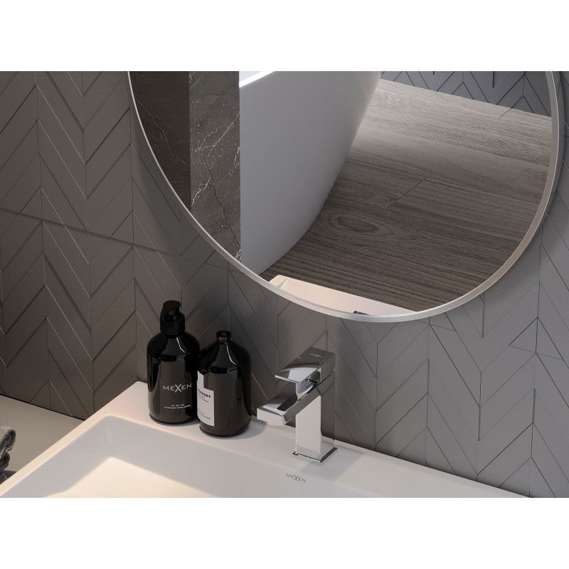Mexen Loft okrúhle zrkadlo do kúpeľne 40 cm, rám inox - 9850-040-040-000-10