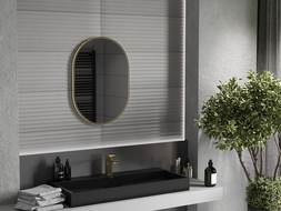 Mexen Loft oválne kúpeľňové zrkadlo 70 x 50 cm, zlatý rám - 9851-070-050-000-50