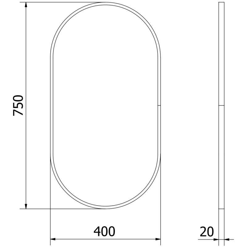 Mexen Loft oválne kúpeľňové zrkadlo 75 x 40 cm, čierny rám - 9851-075-040-000-70