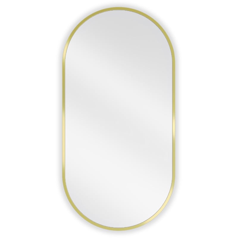 Mexen Loft oválne kúpeľňové zrkadlo 80 x 40 cm, zlatý rám - 9851-080-040-000-50