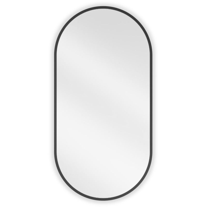 Mexen Loft oválne kúpeľňové zrkadlo 80 x 40 cm, čierny rám - 9851-080-040-000-70