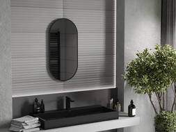 Mexen Loft oválne kúpeľňové zrkadlo 80 x 40 cm, čierny rám - 9851-080-040-000-70