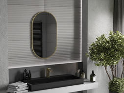 Mexen Loft oválne kúpeľňové zrkadlo 85 x 50 cm, zlatý rám - 9851-085-050-000-50