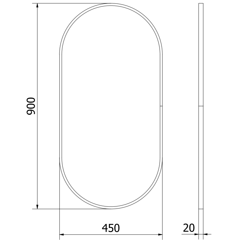 Mexen Loft oválne kúpeľňové zrkadlo 90 x 45 cm, čierny rám - 9851-090-045-000-70