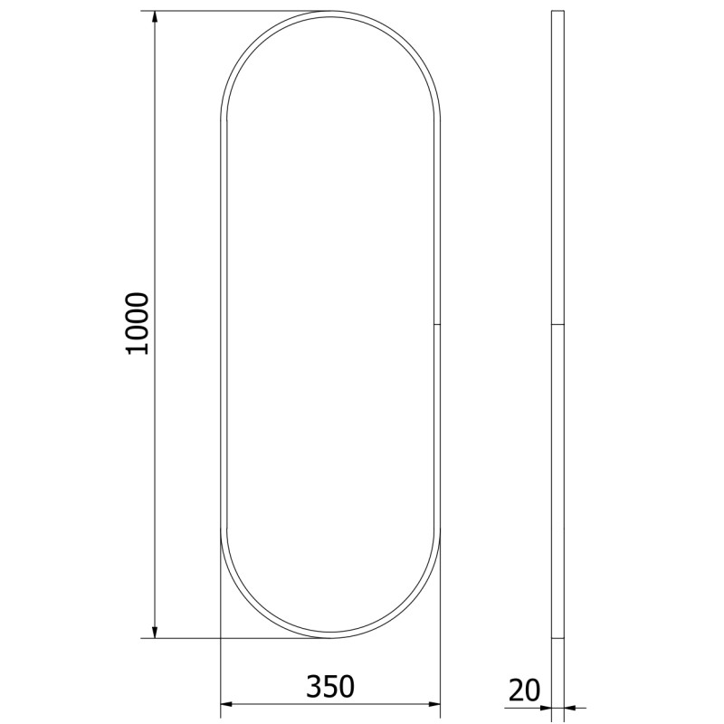 Mexen Loft Oválne kúpeľňové zrkadlo 100 x 35 cm, rám v brúsenom zlate - 9851-100-035-000-50