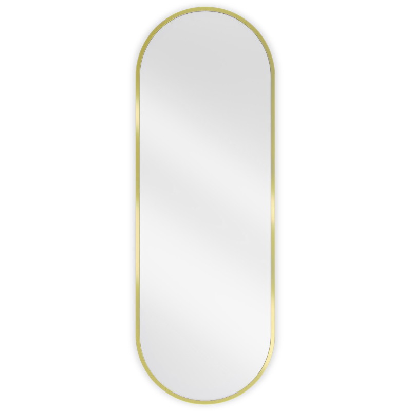Mexen Loft Oválne kúpeľňové zrkadlo 100 x 35 cm, rám v brúsenom zlate - 9851-100-035-000-50