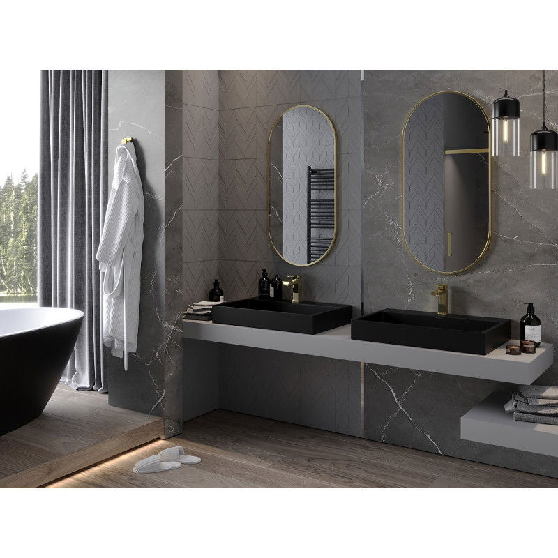 Mexen Loft oválne kúpeľňové zrkadlo 100 x 50 cm, zlatý rám - 9851-100-050-000-50