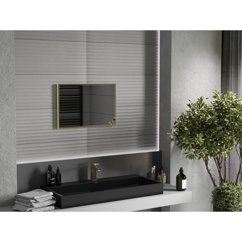 Mexen Loft Obdĺžnikové kúpeľňové zrkadlo 60 x 40 cm, rám v brúsenom zlatom odtieni - 9852-060-040-000-50
