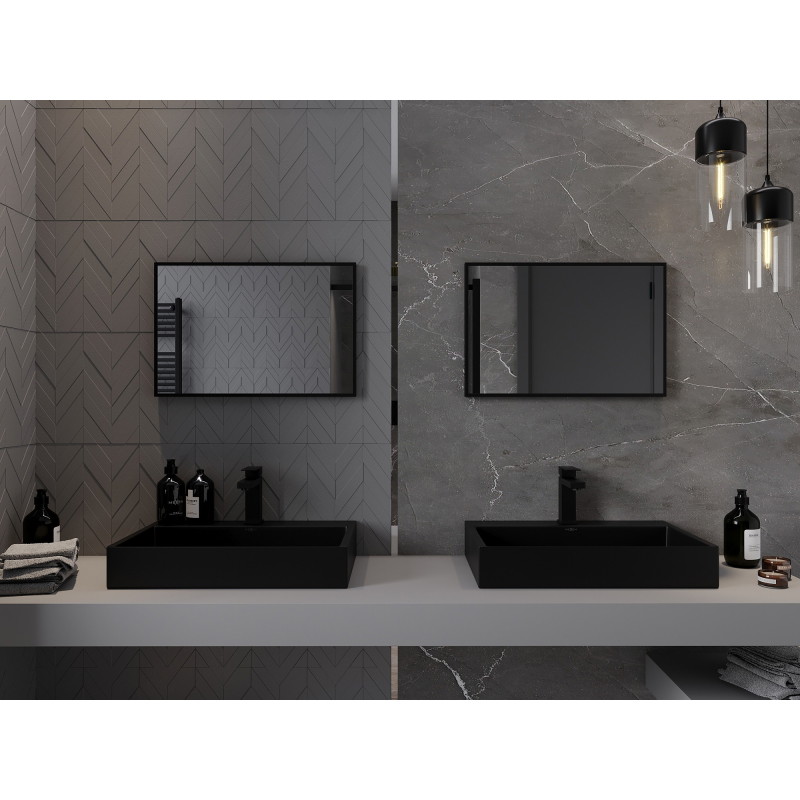 Mexen Loft kúpeľňové zrkadlo obdĺžnikové 60 x 40 cm, čierny rám - 9852-060-040-000-70