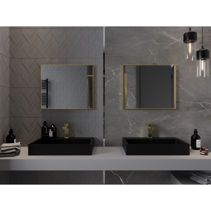Mexen Loft kúpeľňové zrkadlo obdĺžnikové 60 x 50 cm, zlatý rám - 9852-060-050-000-50