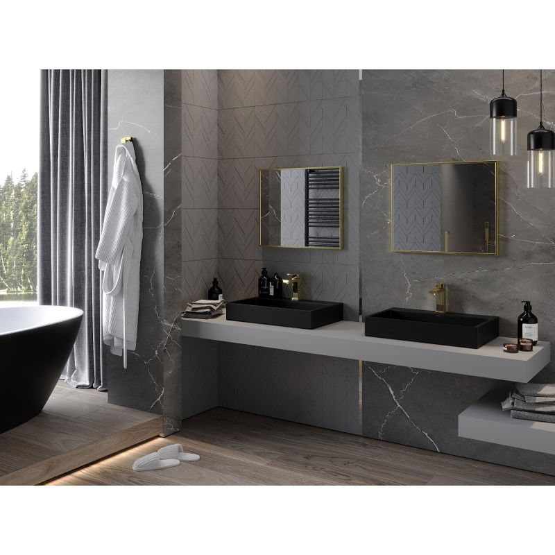 Mexen Loft obdĺžnikové kúpeľňové zrkadlo 60 x 50 cm, zlatý rám - 9852-060-050-000-50