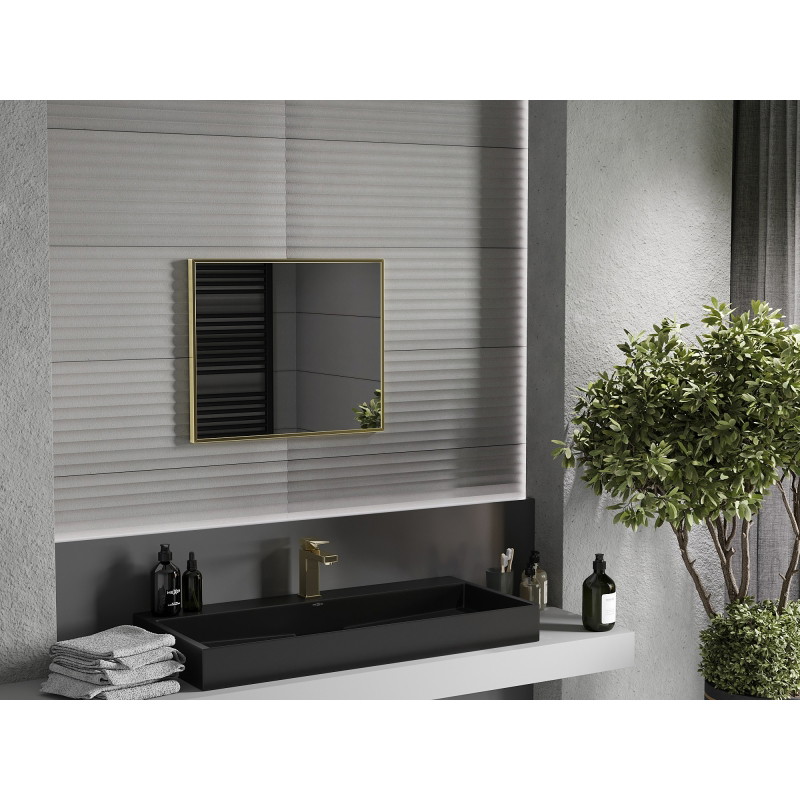 Mexen Loft kúpeľňové zrkadlo obdĺžnikové 60 x 50 cm, zlatý rám - 9852-060-050-000-50