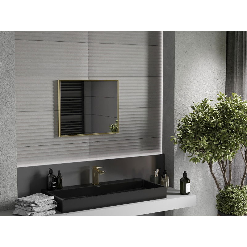 Mexen Loft obdĺžnikové kúpeľňové zrkadlo 60 x 50 cm, zlatý rám - 9852-060-050-000-50