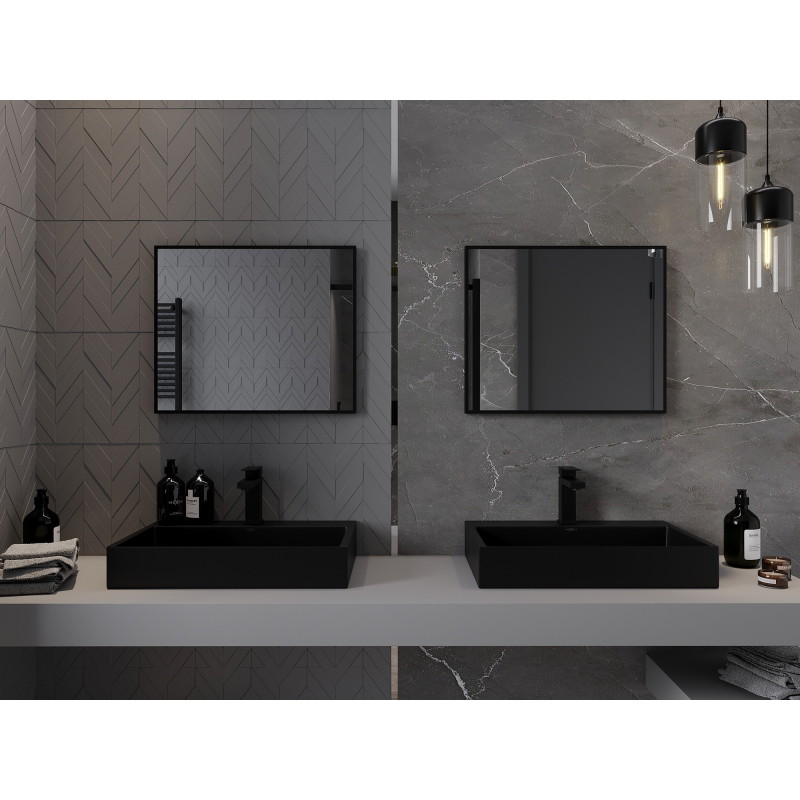 Mexen Loft obdĺžnikové kúpeľňové zrkadlo 60 x 50 cm, čierny rám - 9852-060-050-000-70