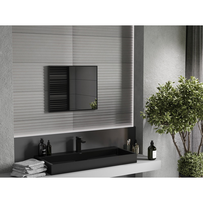 Mexen Loft obdĺžnikové kúpeľňové zrkadlo 60 x 50 cm, čierny rám - 9852-060-050-000-70