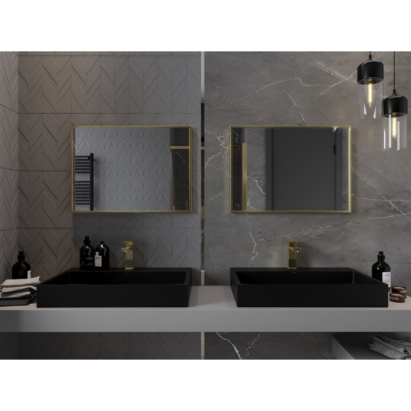 Mexen Loft kúpeľňové zrkadlo obdĺžnikové 70 x 50 cm, zlatý rám - 9852-070-050-000-50