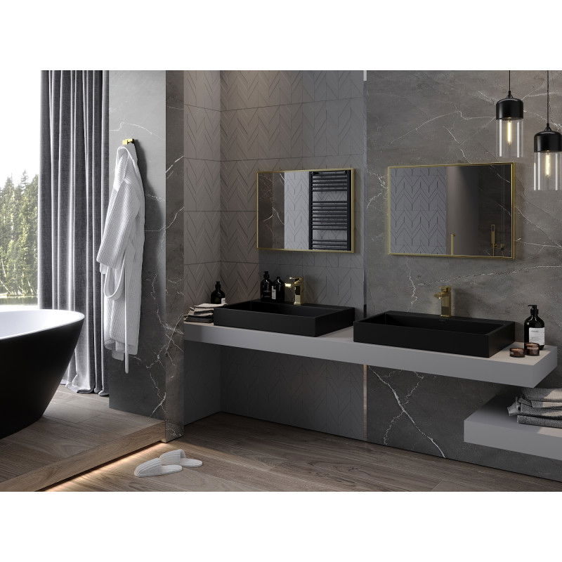 Mexen Loft obdĺžnikové kúpeľňové zrkadlo 70 x 50 cm, zlatý rám - 9852-070-050-000-50