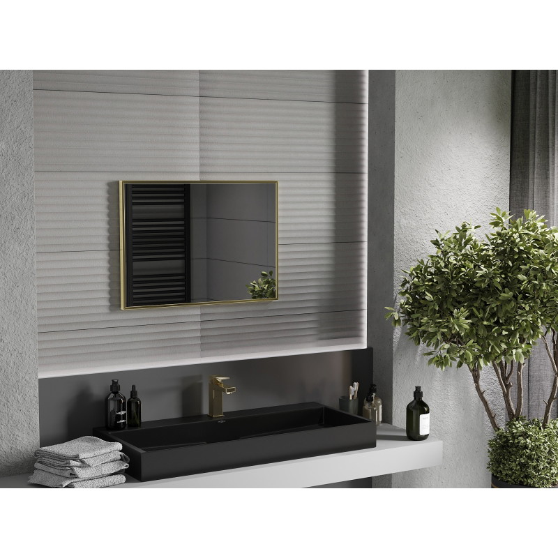 Mexen Loft kúpeľňové zrkadlo obdĺžnikové 70 x 50 cm, zlatý rám - 9852-070-050-000-50