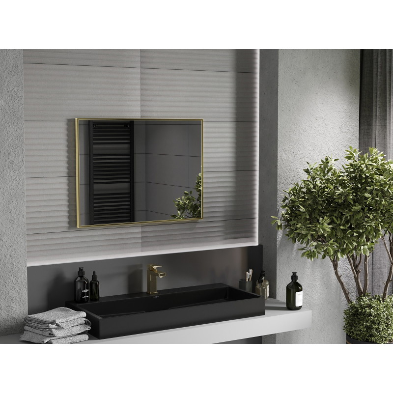Mexen Loft kúpeľňové zrkadlo obdĺžnikové 80 x 60 cm, zlatý rám - 9852-080-060-000-50