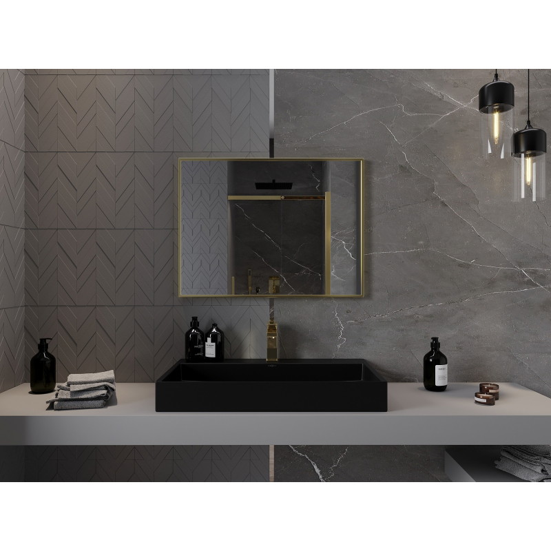 Mexen Loft kúpeľňové zrkadlo obdĺžnikové 80 x 60 cm, zlatý rám - 9852-080-060-000-50