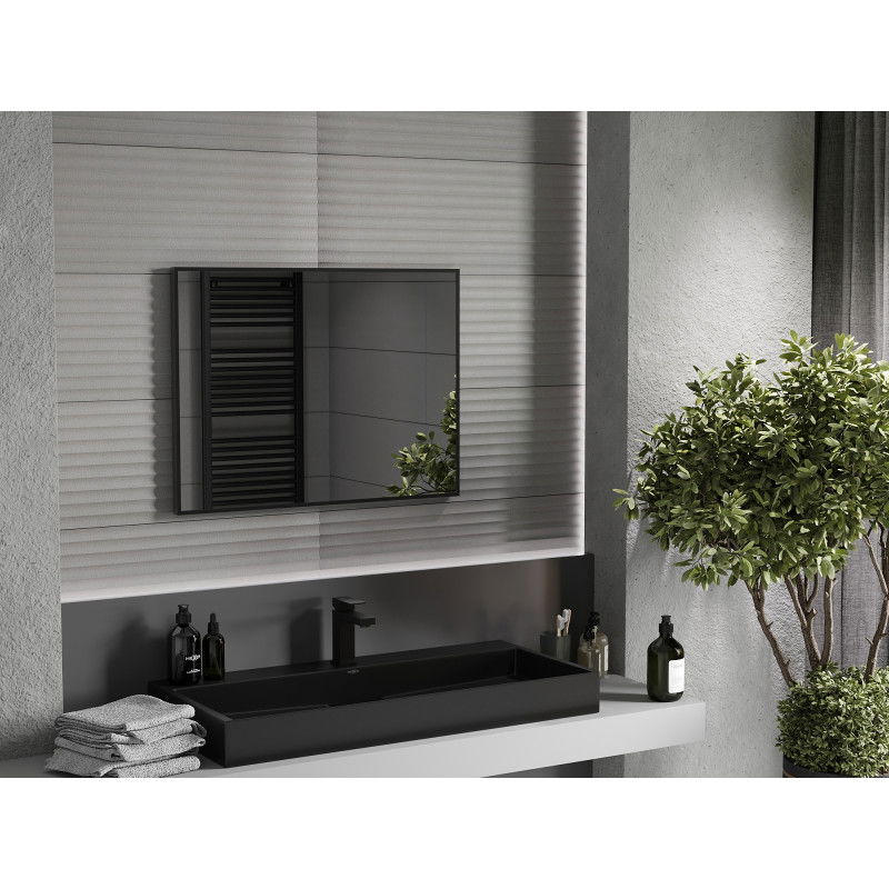 Mexen Loft obdĺžnikové kúpeľňové zrkadlo 80 x 60 cm, čierny rám - 9852-080-060-000-70