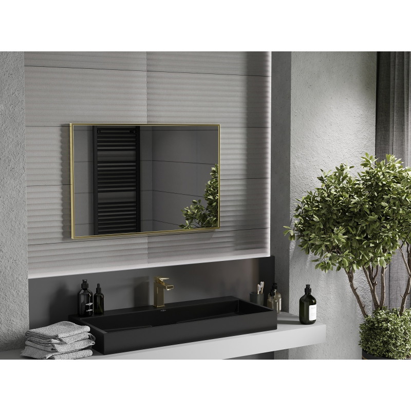 Mexen Loft kúpeľňové zrkadlo obdĺžnikové 90 x 60 cm, zlatý rám - 9852-090-060-000-50