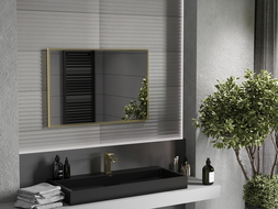 Mexen Loft obdĺžnikové zrkadlo do kúpeľne 90 x 60 cm, zlatý rám - 9852-090-060-000-50