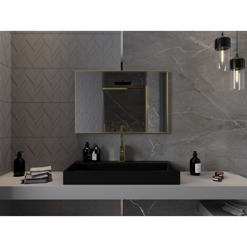 Mexen Loft kúpeľňové zrkadlo obdĺžnikové 90 x 60 cm, zlatý rám - 9852-090-060-000-50