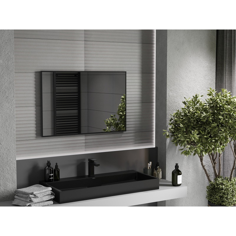 Mexen Loft kúpeľňové zrkadlo obdĺžnikové 90 x 60 cm, čierny rám - 9852-090-060-000-70