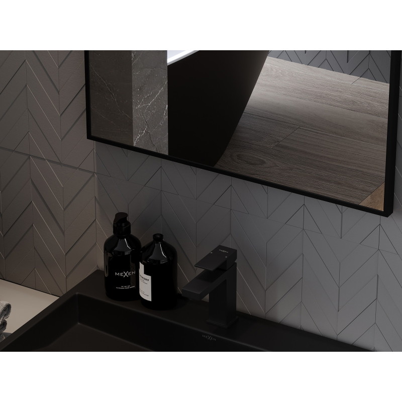 Mexen Loft obdĺžnikové kúpeľňové zrkadlo 60 x 50 cm, čierny rám - 9852-060-050-000-70